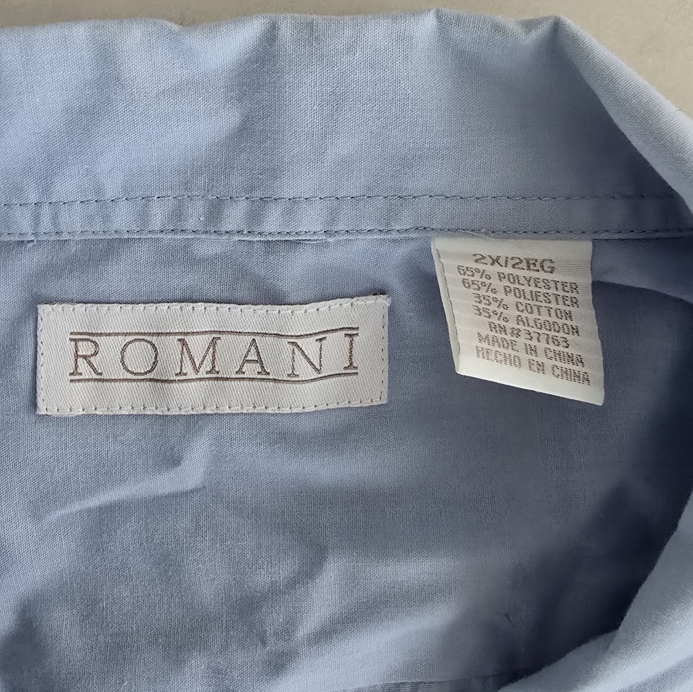 Romani Light Blue Short-Sleeve Button-Up Shirt - 2X - Picture 2 of 5